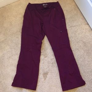 SET OF 2 Purple Label Yoga Maroon Scrub Pants